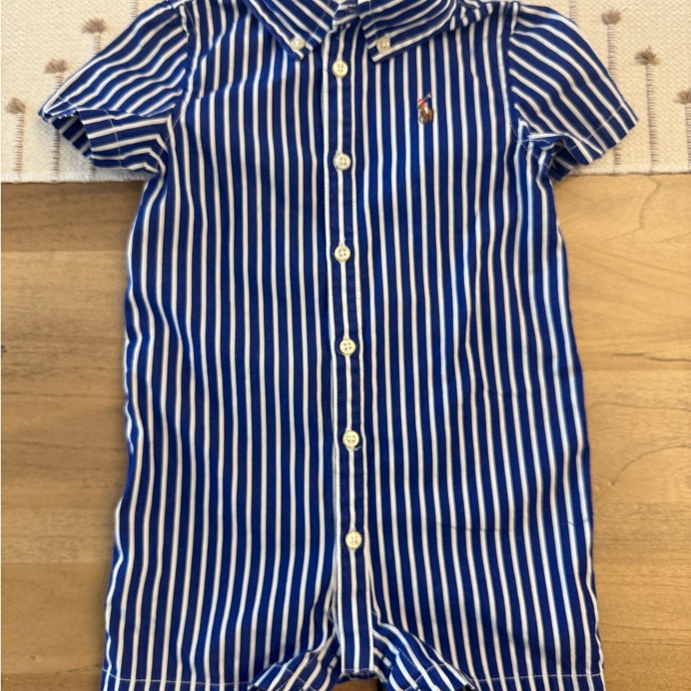 Ralph Lauren Navy and White Striped Baby Shirt